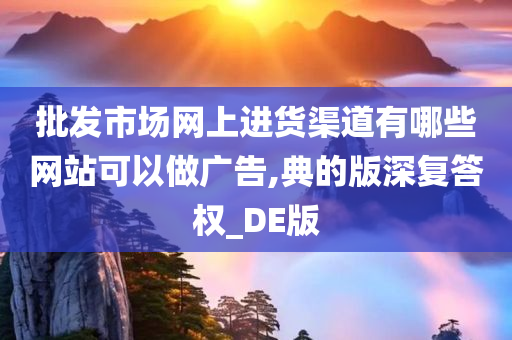 批发市场网上进货渠道有哪些网站可以做广告,典的版深复答权_DE版