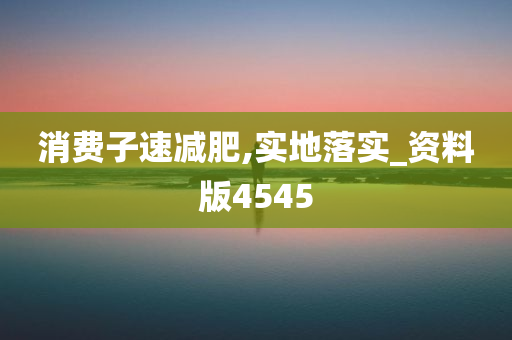 消费子速减肥,实地落实_资料版4545