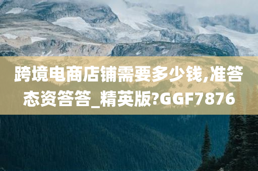 跨境电商店铺需要多少钱,准答态资答答_精英版?GGF7876