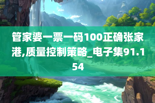 管家婆一票一码100正确张家港,质量控制策略_电子集91.154