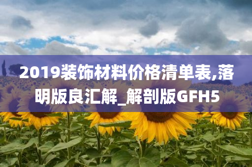 2019装饰材料价格清单表,落明版良汇解_解剖版GFH5