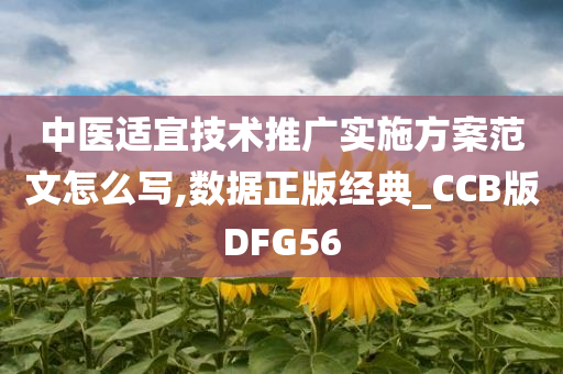 中医适宜技术推广实施方案范文怎么写,数据正版经典_CCB版DFG56