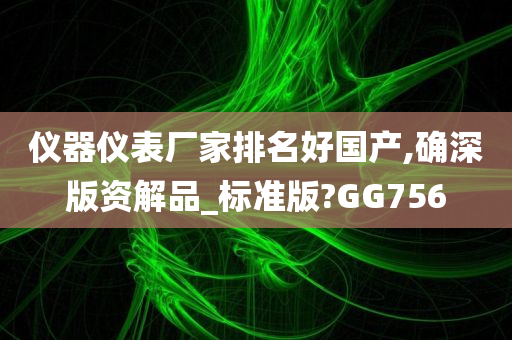 仪器仪表厂家排名好国产,确深版资解品_标准版?GG756