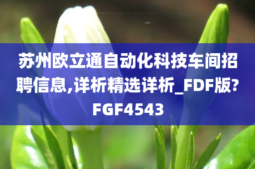 苏州欧立通自动化科技车间招聘信息,详析精选详析_FDF版?FGF4543