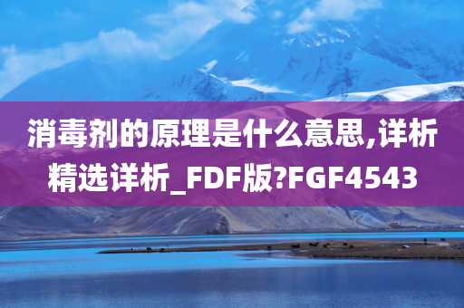 消毒剂的原理是什么意思,详析精选详析_FDF版?FGF4543