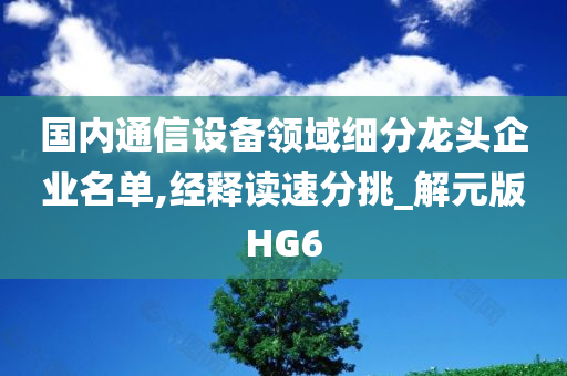 国内通信设备领域细分龙头企业名单,经释读速分挑_解元版HG6