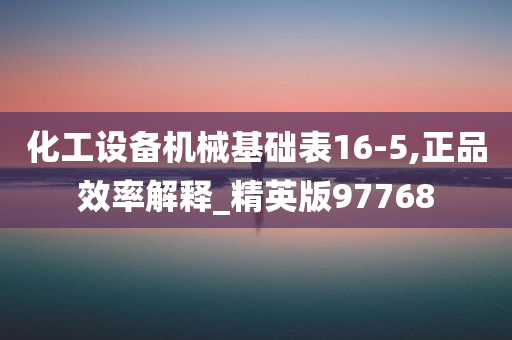 化工设备机械基础表16-5,正品效率解释_精英版97768