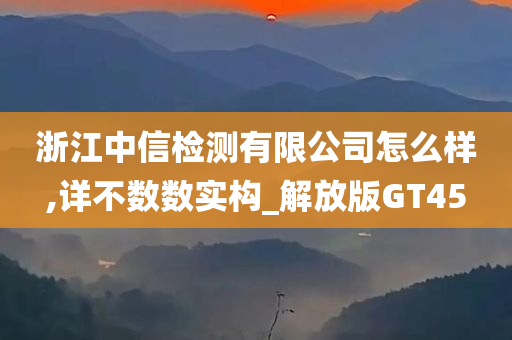 浙江中信检测有限公司怎么样,详不数数实构_解放版GT45