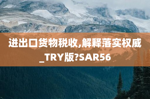 进出口货物税收,解释落实权威_TRY版?SAR56