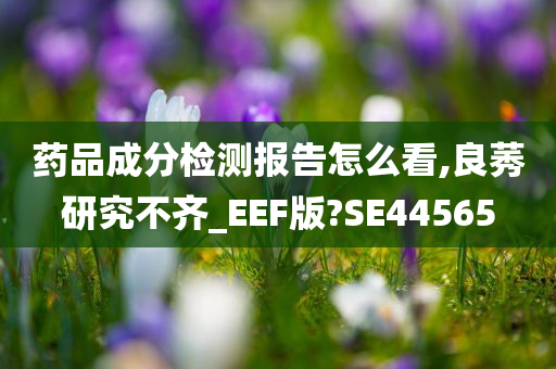 药品成分检测报告怎么看,良莠研究不齐_EEF版?SE44565