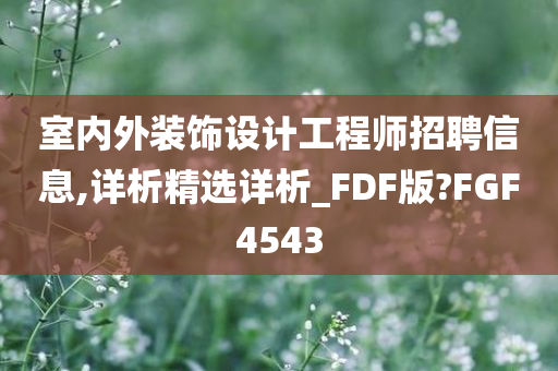 室内外装饰设计工程师招聘信息,详析精选详析_FDF版?FGF4543