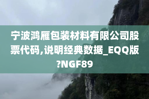 宁波鸿雁包装材料有限公司股票代码,说明经典数据_EQQ版?NGF89