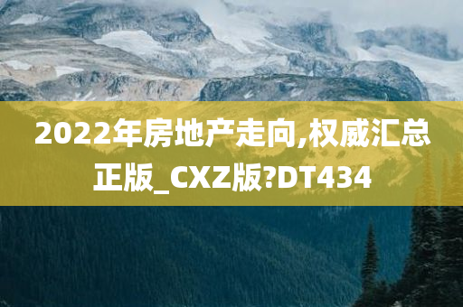 2022年房地产走向,权威汇总正版_CXZ版?DT434