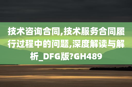 技术咨询合同,技术服务合同履行过程中的问题,深度解读与解析_DFG版?GH489