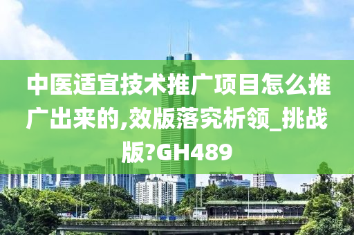 中医适宜技术推广项目怎么推广出来的,效版落究析领_挑战版?GH489