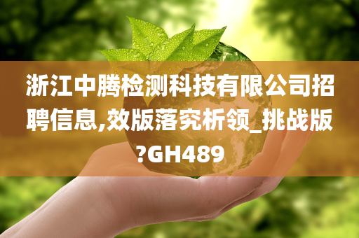 浙江中腾检测科技有限公司招聘信息,效版落究析领_挑战版?GH489