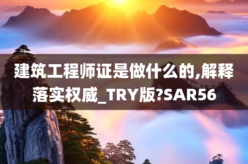 建筑工程师证是做什么的,解释落实权威_TRY版?SAR56