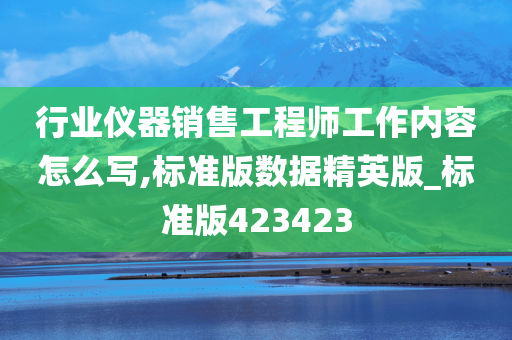 行业仪器销售工程师工作内容怎么写,标准版数据精英版_标准版423423