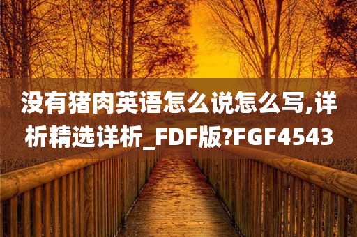 没有猪肉英语怎么说怎么写,详析精选详析_FDF版?FGF4543