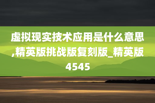 虚拟现实技术应用是什么意思,精英版挑战版复刻版_精英版4545