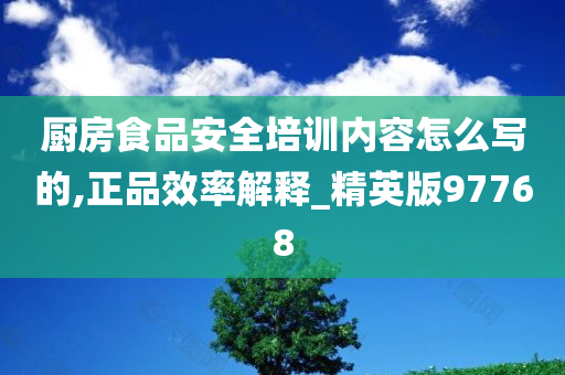 厨房食品安全培训内容怎么写的,正品效率解释_精英版97768