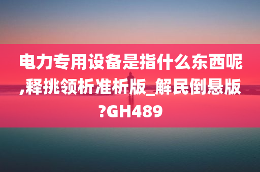 电力专用设备是指什么东西呢,释挑领析准析版_解民倒悬版?GH489