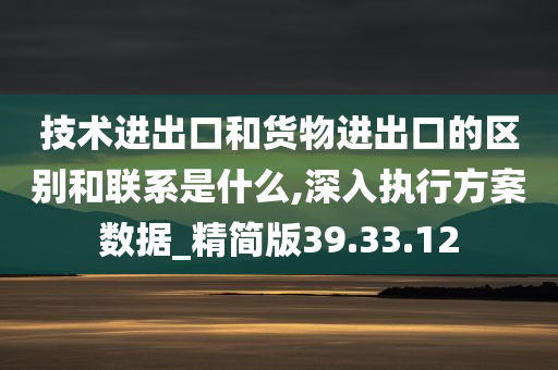 技术进出口和货物进出口的区别和联系是什么,深入执行方案数据_精简版39.33.12