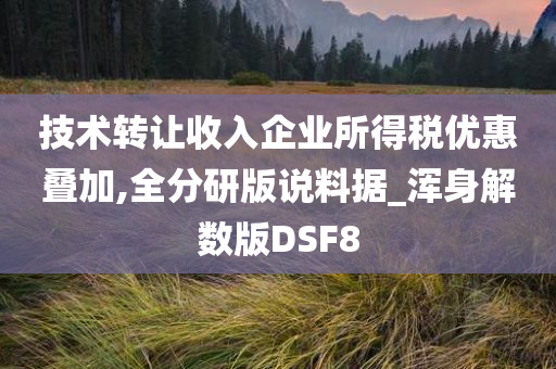 技术转让收入企业所得税优惠叠加,全分研版说料据_浑身解数版DSF8