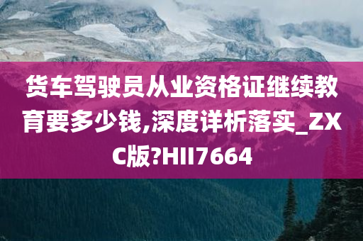 货车驾驶员从业资格证继续教育要多少钱,深度详析落实_ZXC版?HII7664