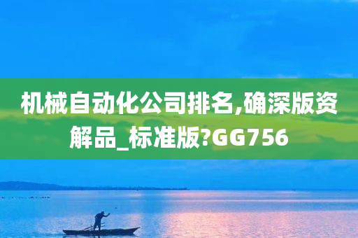 机械自动化公司排名,确深版资解品_标准版?GG756