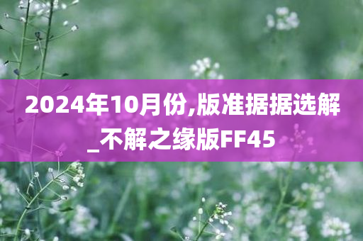 2024年10月份,版准据据选解_不解之缘版FF45