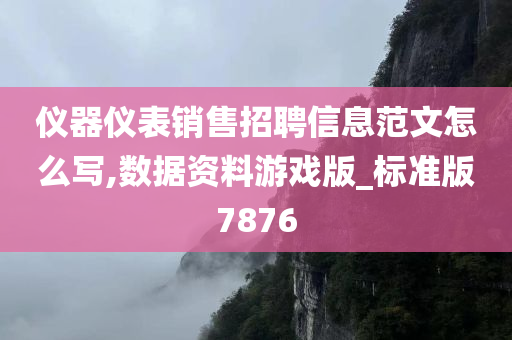 仪器仪表销售招聘信息范文怎么写,数据资料游戏版_标准版7876