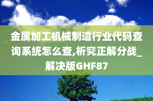 金属加工机械制造行业代码查询系统怎么查,析究正解分战_解决版GHF87