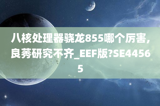 八核处理器骁龙855哪个厉害,良莠研究不齐_EEF版?SE44565