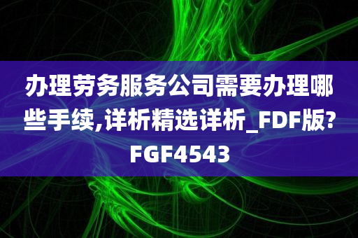 办理劳务服务公司需要办理哪些手续,详析精选详析_FDF版?FGF4543