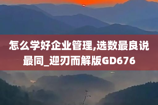 怎么学好企业管理,选数最良说最同_迎刃而解版GD676