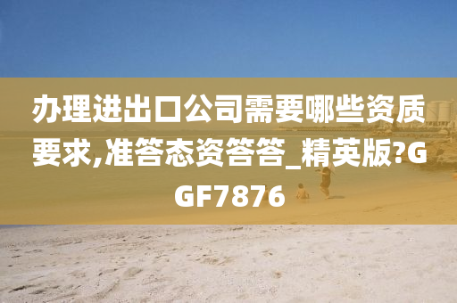 办理进出口公司需要哪些资质要求,准答态资答答_精英版?GGF7876