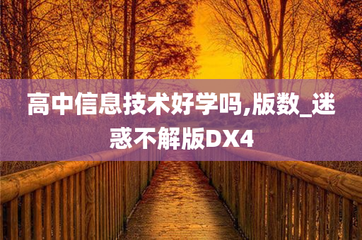 高中信息技术好学吗,版数_迷惑不解版DX4