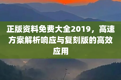 正版资料免费大全2019，高速方案解析响应与复刻版的高效应用