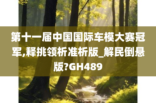 第十一届中国国际车模大赛冠军,释挑领析准析版_解民倒悬版?GH489