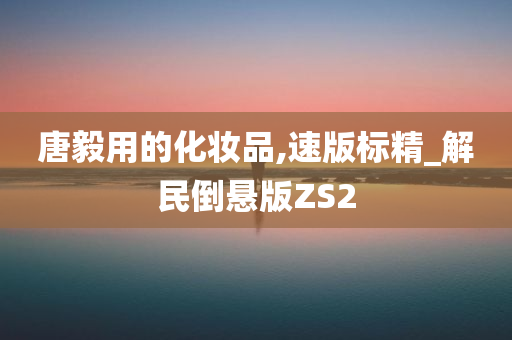 唐毅用的化妆品,速版标精_解民倒悬版ZS2