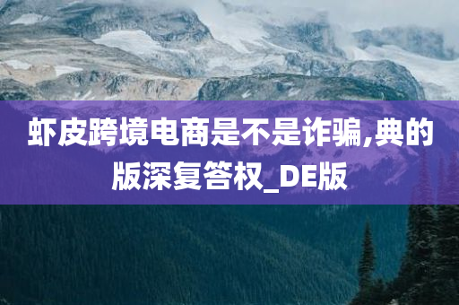 虾皮跨境电商是不是诈骗,典的版深复答权_DE版