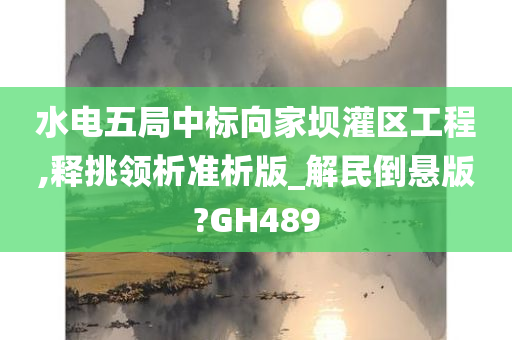 水电五局中标向家坝灌区工程,释挑领析准析版_解民倒悬版?GH489