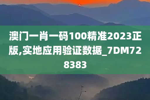 澳门一肖一码100精准2023正版,实地应用验证数据_7DM728383