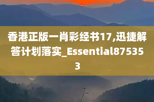 香港正版一肖彩经书17,迅捷解答计划落实_Essential875353