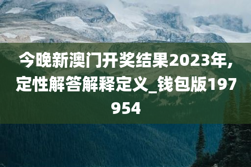 今晚新澳门开奖结果2023年,定性解答解释定义_钱包版197954