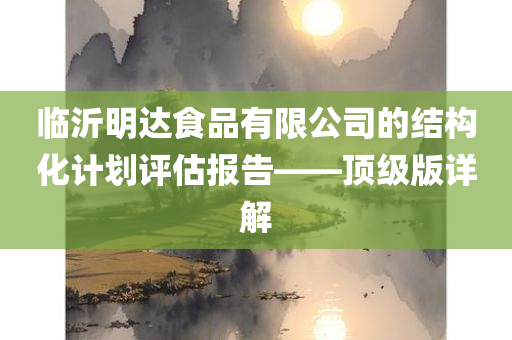 临沂明达食品有限公司的结构化计划评估报告——顶级版详解