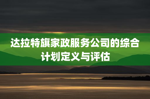 达拉特旗家政服务公司的综合计划定义与评估