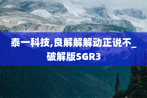 泰一科技,良解解解动正说不_破解版SGR3