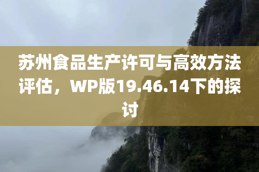 苏州食品生产许可与高效方法评估，WP版19.46.14下的探讨